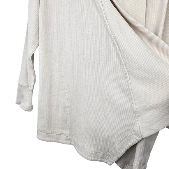 Athleta Ribbed Open Front Cardigan Wrap Cream Women's XL Shawl Collar - Picture 2 of 7